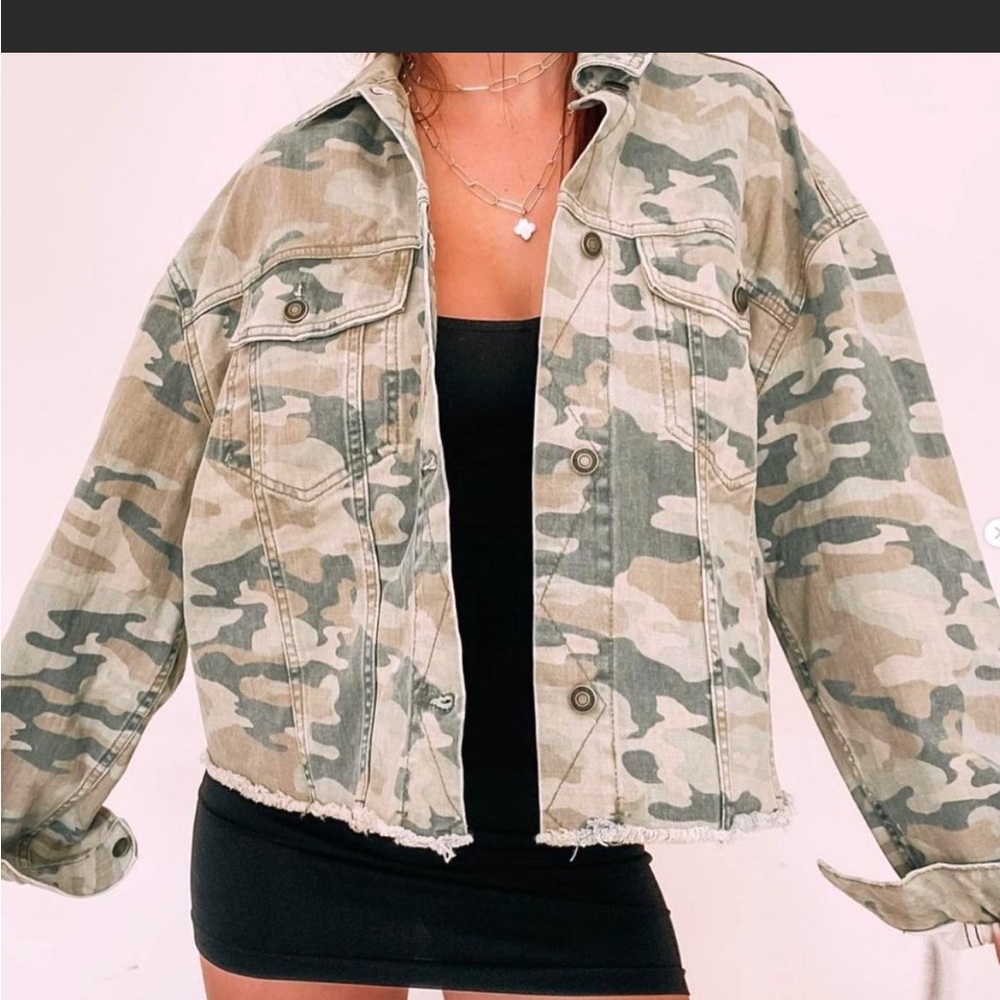 Free People Camo Cropped Jacket